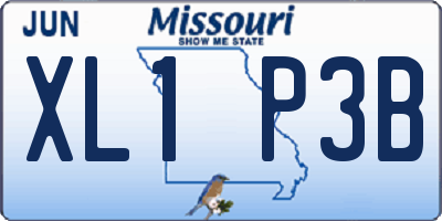 MO license plate XL1P3B