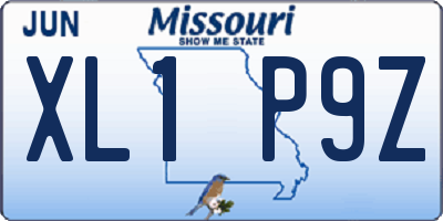 MO license plate XL1P9Z