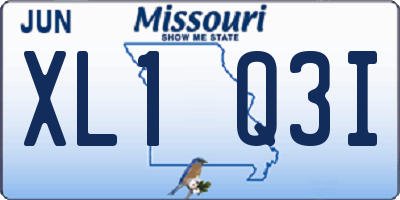 MO license plate XL1Q3I