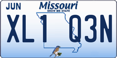 MO license plate XL1Q3N