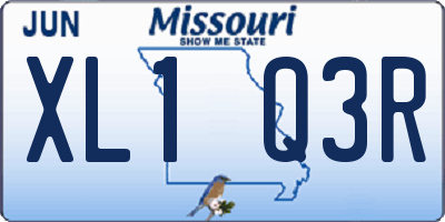 MO license plate XL1Q3R