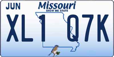 MO license plate XL1Q7K