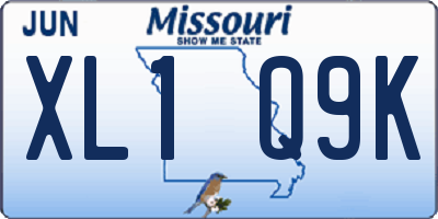 MO license plate XL1Q9K