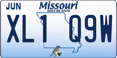 MO license plate XL1Q9W