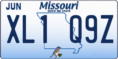 MO license plate XL1Q9Z