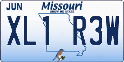MO license plate XL1R3W
