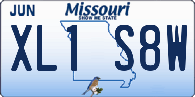 MO license plate XL1S8W