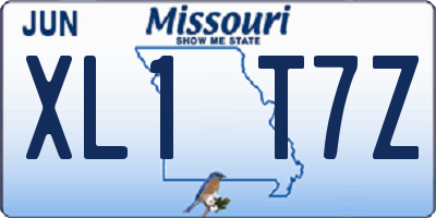 MO license plate XL1T7Z