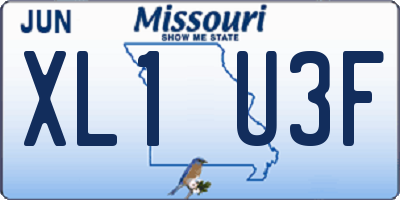 MO license plate XL1U3F