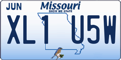 MO license plate XL1U5W