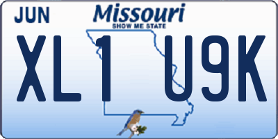 MO license plate XL1U9K