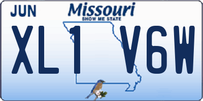 MO license plate XL1V6W