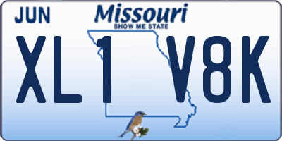MO license plate XL1V8K