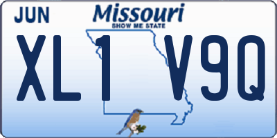 MO license plate XL1V9Q