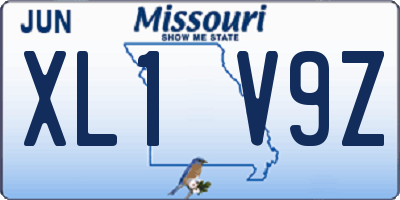 MO license plate XL1V9Z