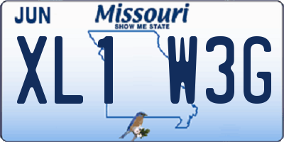 MO license plate XL1W3G