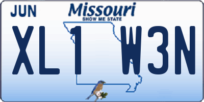MO license plate XL1W3N