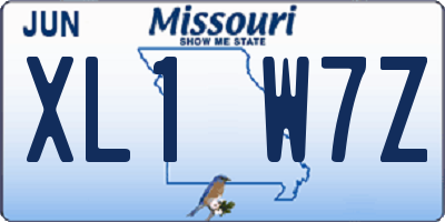 MO license plate XL1W7Z