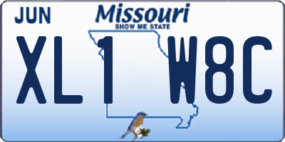 MO license plate XL1W8C