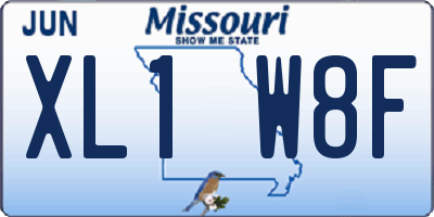 MO license plate XL1W8F