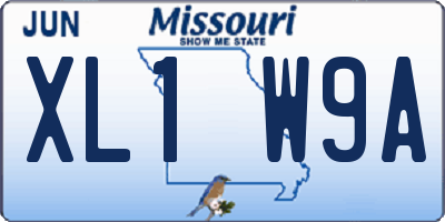 MO license plate XL1W9A