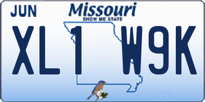 MO license plate XL1W9K