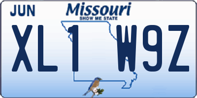 MO license plate XL1W9Z