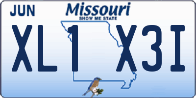 MO license plate XL1X3I