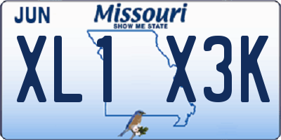 MO license plate XL1X3K