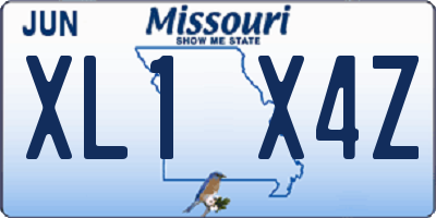 MO license plate XL1X4Z