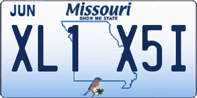 MO license plate XL1X5I