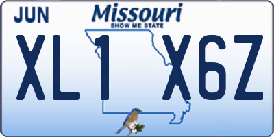 MO license plate XL1X6Z