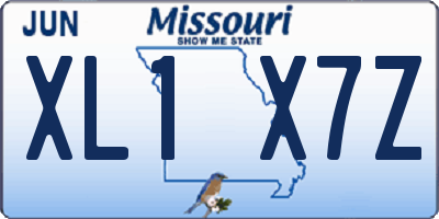 MO license plate XL1X7Z