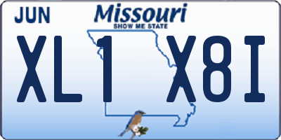 MO license plate XL1X8I