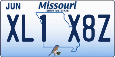 MO license plate XL1X8Z