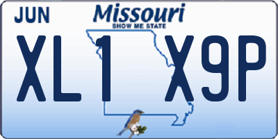 MO license plate XL1X9P