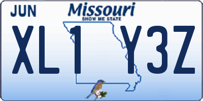 MO license plate XL1Y3Z