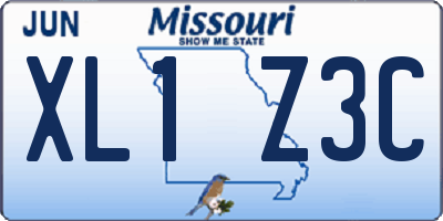 MO license plate XL1Z3C