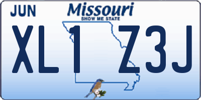 MO license plate XL1Z3J