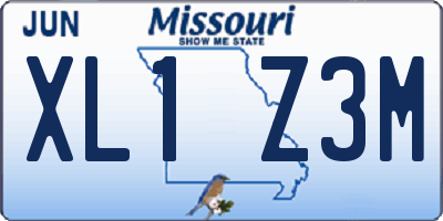 MO license plate XL1Z3M