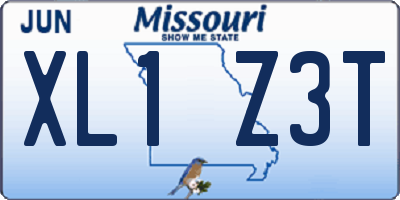 MO license plate XL1Z3T