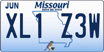 MO license plate XL1Z3W