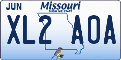 MO license plate XL2A0A