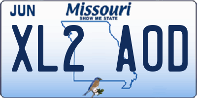MO license plate XL2A0D