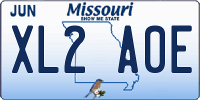 MO license plate XL2A0E