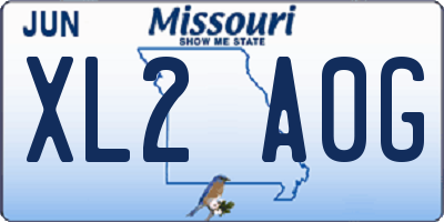MO license plate XL2A0G