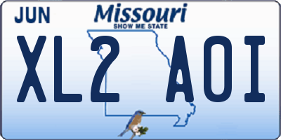 MO license plate XL2A0I