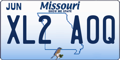 MO license plate XL2A0Q