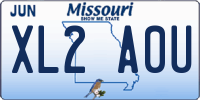 MO license plate XL2A0U