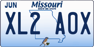 MO license plate XL2A0X